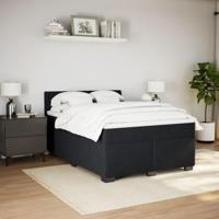Boxspring met matras fluweel zwart 140x190 cm - thumbnail