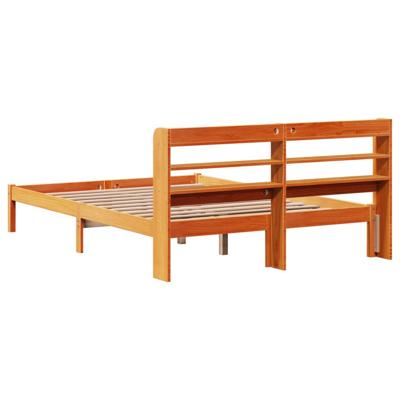 Bedframe met hoofdbord massief grenenhout wasbruin 150x200 cm