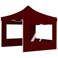 Partytent inklapbaar met wanden 3x3 m aluminium wijnrood - thumbnail