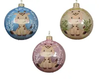 Decoris kerstbal glas geboortebal giraf 10cm - thumbnail