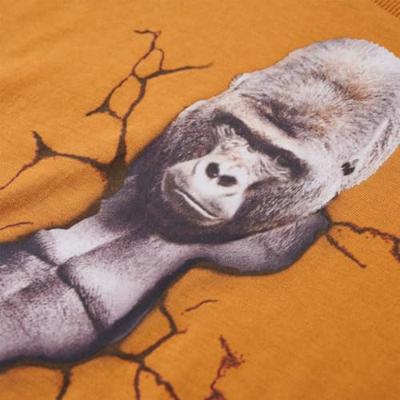 Kindershirt met lange mouwen gorillaprint 92 donkerokerkleurig - thumbnail