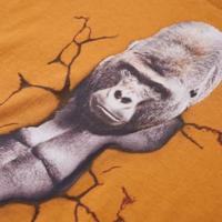 Kindershirt met lange mouwen gorillaprint 128 donkerokerkleurig - thumbnail