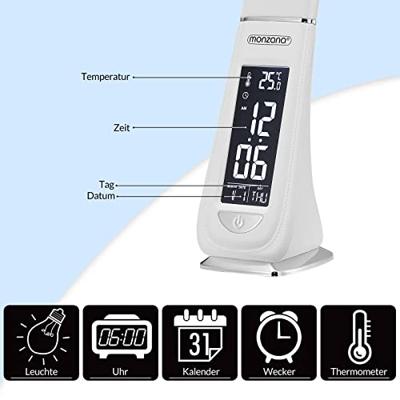 LED tafellamp - 4in1 lamp - kalender - klok - thermometer - wit LED tafellamp - 4in1 lamp - kalender - klok - thermometer - wit