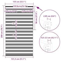 VidaXL Zebra rolgordijn 135x200 cm stofbreedte 130,9cm polyester bruin - thumbnail