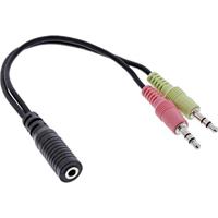 InLine 0.15m, 3.5mm/2x3.5mm audio kabel 0,15 m Zwart - thumbnail