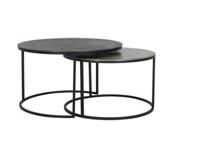 Light & Living Salontafel 'Talca' Set van 2 stuks, ruw lood+antiek lood