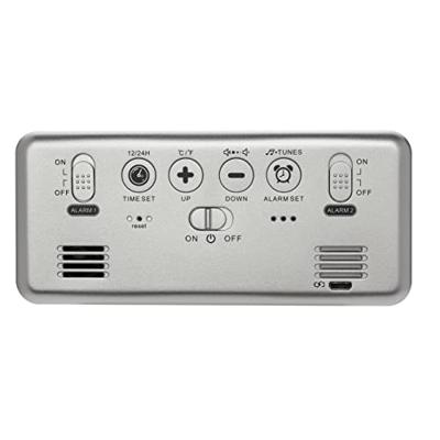 TFA Dostmann 60.2032.54 Wekker Kwarts Zilver Alarmtijden 2 Groot display, Extra luid wekgeluid