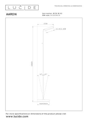 Lucide AARON - Leeslamp - LED Dimb. - CCT - 1x12W 2700K/4000K - Mat Goud / Messing