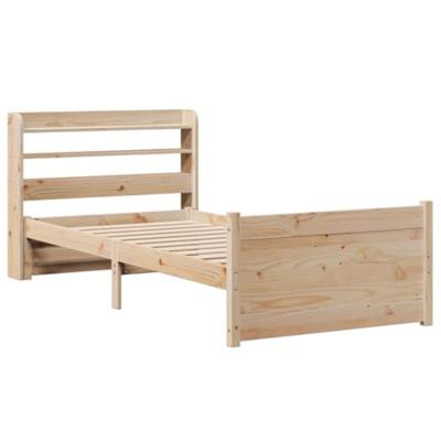 Bedframe met hoofdbord massief grenenhout 90x190 cm