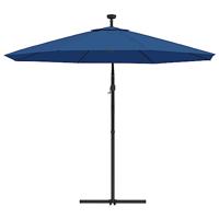 Zweefparasol met LED-verlichting en stalen paal 300 cm blauw - thumbnail