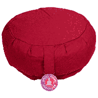 Yogi & Yogini Meditatiekussen Katoen Rond Rood - Geplooid - 33 x 16 cm - thumbnail