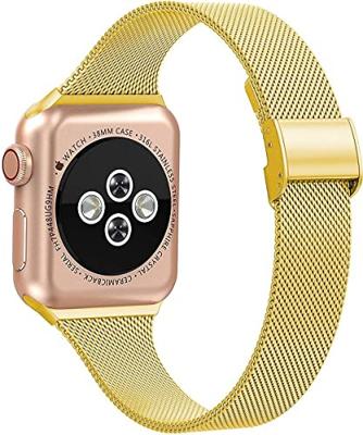 Milanese slim fit bandje - Goud - Geschikt voor Apple Watch 38mm / 40mm / 41mm / 42mm