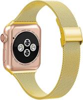 Milanese slim fit bandje - Goud - Geschikt voor Apple Watch 44mm / 45mm / 46mm / 49mm - thumbnail