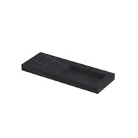 INK Pitch Wastafel Keramische Slab Rechts met Drain en Front en Side Skirts 1 Kraangat - 1200x450x90 mm - Lauren Black Mat - thumbnail