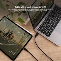 NANOCABLE 10.01.2102 3A USB 2.0 naar USB-C, hoofdgebruik, mobiele telefoons, tablets, laptops enz. tot 3 ampère oplaadkabel, type C/M-A/M, stekker op stekker, zwart, 2 m - thumbnail