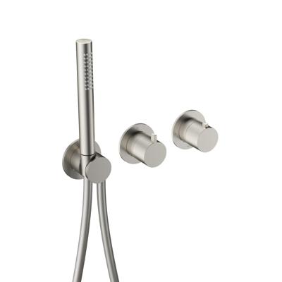 Inbouw thermostaat - Afbouwdeel Hotbath Ace Met 2-Weg Stop-Omstel Met Handdouche/ Doucheslang Geborsteld Nikkel