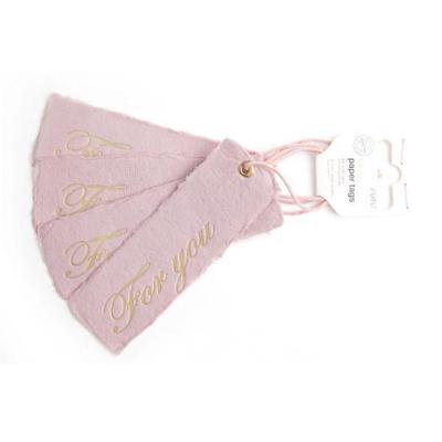 For You papertag 3,7 x 12cm roze 4 stuks
