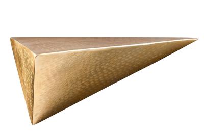 Handgemaakte wandplank PYRAMID 40cm goud antiek metaal gehamerd design - 44884