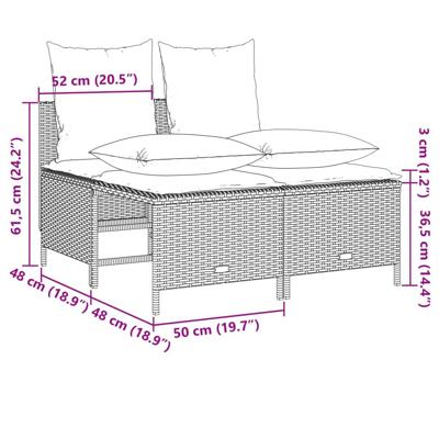 5-delige Loungeset met kussens poly rattan bruin