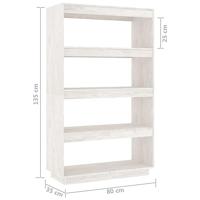 Boekenkast/kamerscherm 80x35x135 cm massief grenenhout wit - thumbnail