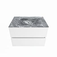 MONDIAZ VICA-DLUX 70cm badmeubel onderkast Talc 2 lades. Inbouw wastafel CLOUD midden 1 kraangat, kleur Lava. - thumbnail