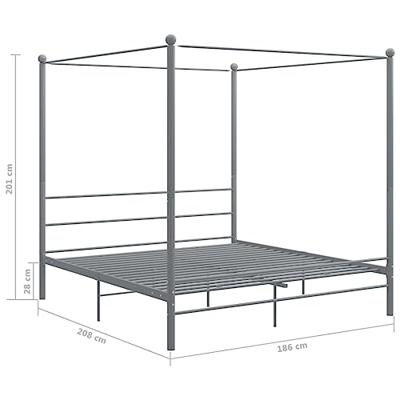 Hemelbedframe metaal grijs 180x200 cm