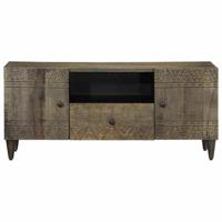 Tv-meubel 105x33,5x46 cm massief mangohout lichtgrijs - thumbnail