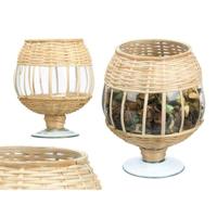 Kaarshouder GiftDecor SG-30540 Transparant Natuurlijk Glas Rotan 18 x 22 x 18 cm (6 Stuks) - thumbnail