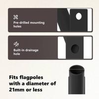 VidaXL Vlaggen mast houder zwart 15 x 3 x 0,35 cm staal - thumbnail