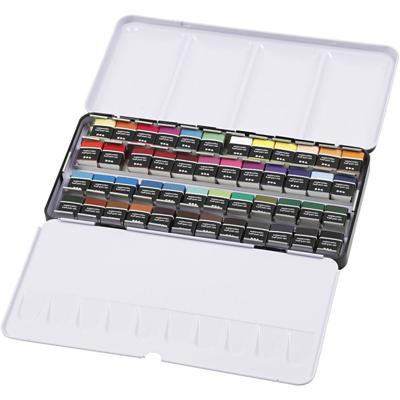 Creativ Company Art aquarelverf, ½-pan, afm 10x15x20 mm, standaardkleuren, 48 kleur/ 1 doos