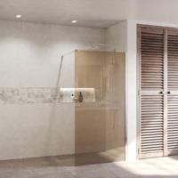 BWS Inloopdouche Pro Line Brons Glas 60x200 8mm Nano Coating Chroom Profiel en Stang - thumbnail