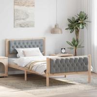 Bedframe met hoofdeinde Lichtgrijs 100 x 200 cm Stof - thumbnail