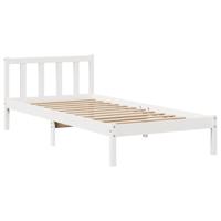 Bedframe zonder matras massief grenenhout wit 75x190 cm - thumbnail