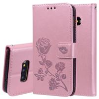 Rose reliëf horizontale Flip PU lederen case voor Galaxy S10e met houder & kaartsleuven & portemonnee (Rose goud) - thumbnail