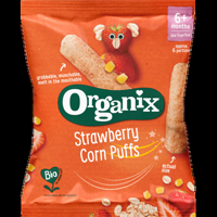 Organix Babysnack Strawberry Corn Puffs 6+M bij Jumbo - thumbnail