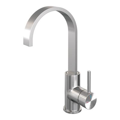 Brauer Stripe hoge opbouw wastafelmengkraan met draaibare platte uitloop model A RVS-kleurig geborsteld PVD