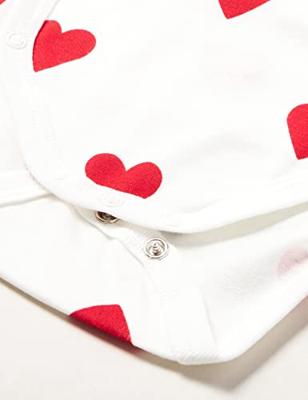 Set van 3 gekruiste babyrompertjes met korte mouwen en harten in biokatoen PETIT BATEAU wit