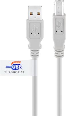Goobay 50831 USB 2.0 Hi-Speed kabel met USB-certificaat, type B, grijs, 2m lengte
