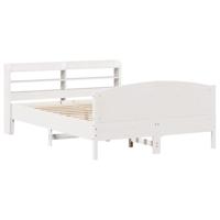 Bedframe zonder matras massief grenenhout wit 140x200 cm - thumbnail