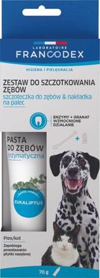 FRANCODEX Tandenborstel en tandpasta voor hond en kat - 70 g