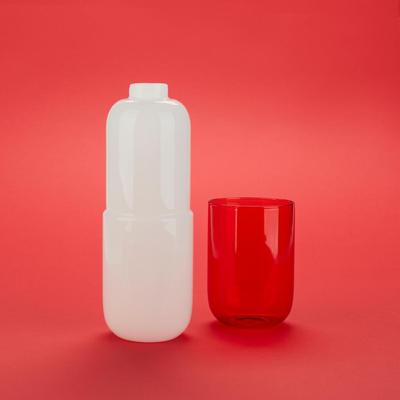 Bottle & Glass Water Pill 550 ml white/red