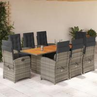 9-delige Tuinset met kussens poly rattan grijs - thumbnail