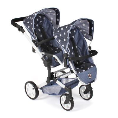 Tweeling Poppenwagen Linus Duo - Stars Navy Tweeling Poppenwagen Linus Duo - Stars Navy