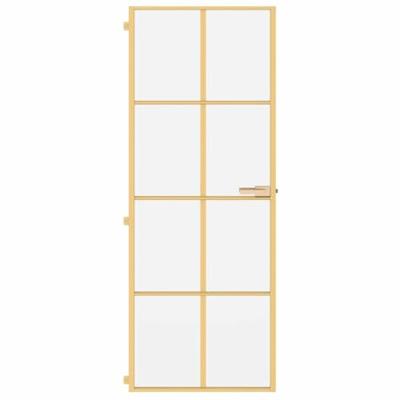 VidaXL Binnendeur smal 76x201,5 cm gehard glas en aluminium goudkleur