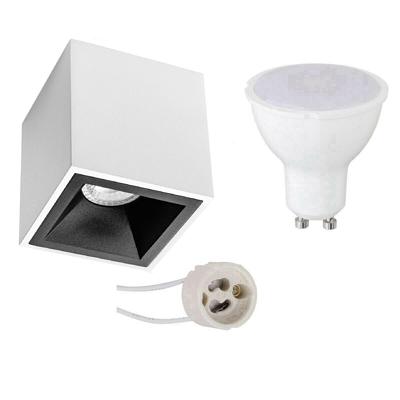 Opbouwspot Vierkant GU10 Set 4W Mat Wit/Zwart - Warm Wit 3000K