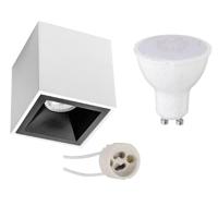 Opbouwspot Vierkant GU10 Set 4W Mat Wit/Zwart - Warm Wit 3000K - thumbnail
