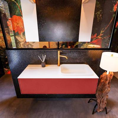 Badkamermeubelset Mondiaz Erin 120 cm met 1 Lade met RIDGE Wastafel Rechts Talc met 1 kraangat Greeploos Mat Fire Badkamermeubelset Mondiaz Erin 120 cm met 1 Lade met RIDGE Wastafel Rechts Talc met 1 kraangat Greeploos Mat Fire