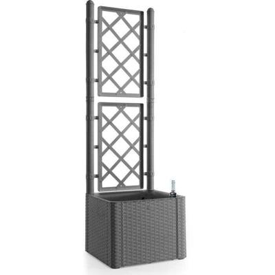 STEFANPLAST - Luxe bloembak - vierkant met gaas steengrijs - 43x43xh142cm