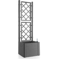 STEFANPLAST - Luxe bloembak - vierkant met gaas steengrijs - 43x43xh142cm - thumbnail