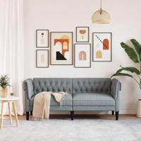 Tweezitsbank Chesterfield-stijl stof lichtgrijs - thumbnail
